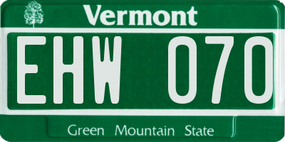 VT license plate EHW070