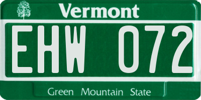 VT license plate EHW072