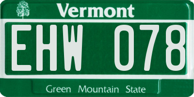 VT license plate EHW078