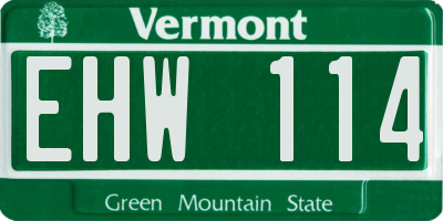 VT license plate EHW114