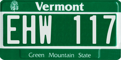 VT license plate EHW117