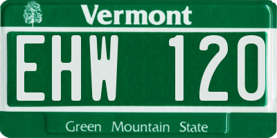 VT license plate EHW120