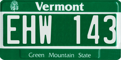 VT license plate EHW143