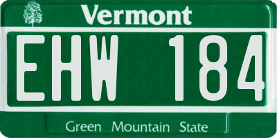 VT license plate EHW184