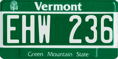 VT license plate EHW236