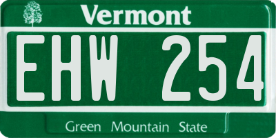 VT license plate EHW254
