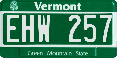 VT license plate EHW257