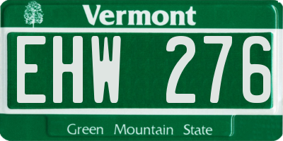 VT license plate EHW276