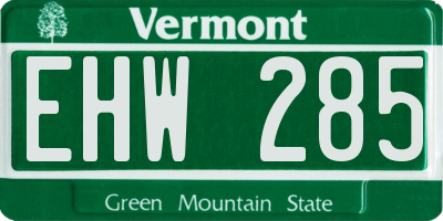 VT license plate EHW285
