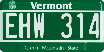 VT license plate EHW314