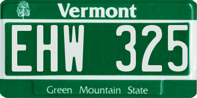 VT license plate EHW325