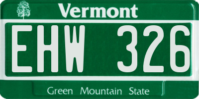 VT license plate EHW326