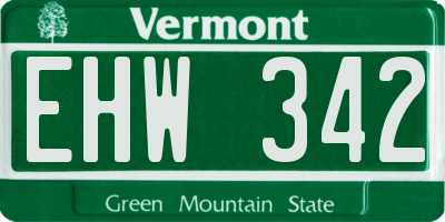 VT license plate EHW342