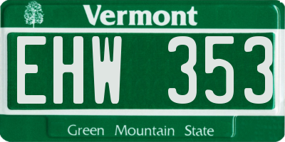 VT license plate EHW353