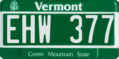 VT license plate EHW377