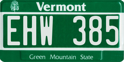 VT license plate EHW385