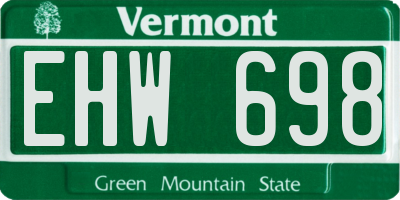 VT license plate EHW698
