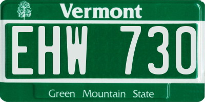VT license plate EHW730