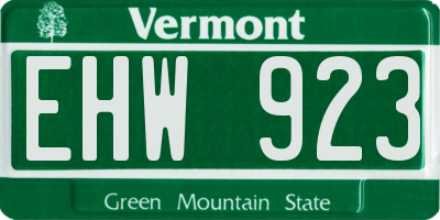 VT license plate EHW923
