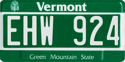 VT license plate EHW924