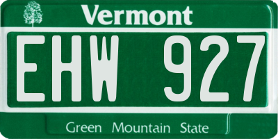 VT license plate EHW927