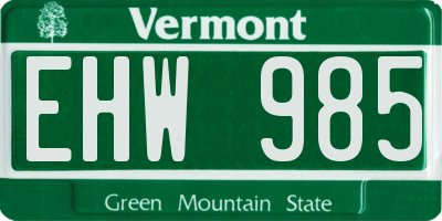 VT license plate EHW985