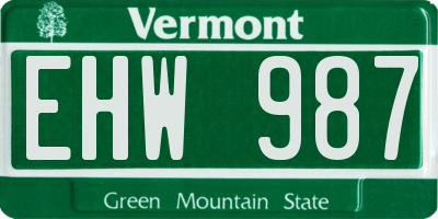 VT license plate EHW987