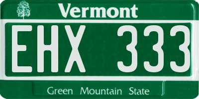 VT license plate EHX333