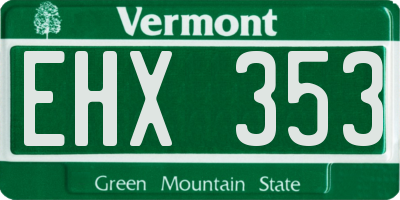 VT license plate EHX353