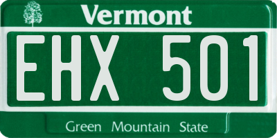 VT license plate EHX501