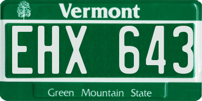 VT license plate EHX643