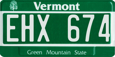 VT license plate EHX674