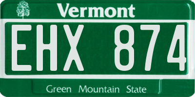 VT license plate EHX874