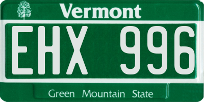 VT license plate EHX996