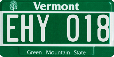 VT license plate EHY018