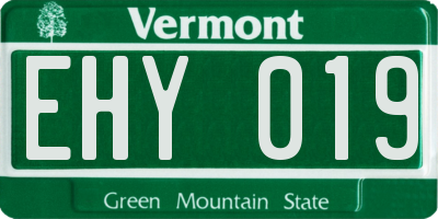 VT license plate EHY019