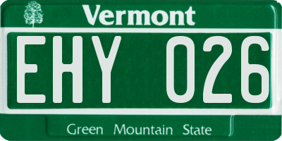 VT license plate EHY026