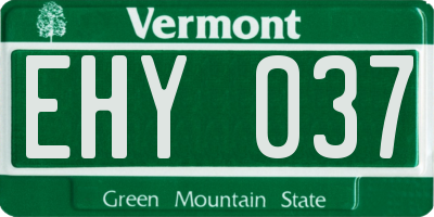 VT license plate EHY037