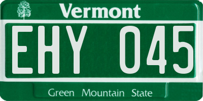 VT license plate EHY045