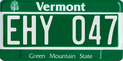 VT license plate EHY047