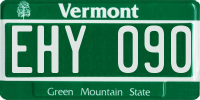 VT license plate EHY090