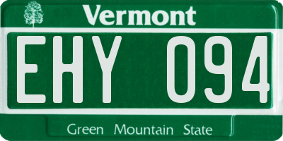 VT license plate EHY094