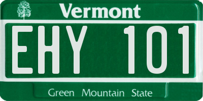 VT license plate EHY101