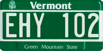 VT license plate EHY102