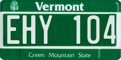 VT license plate EHY104