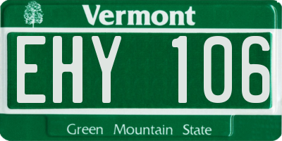 VT license plate EHY106