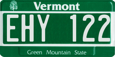 VT license plate EHY122
