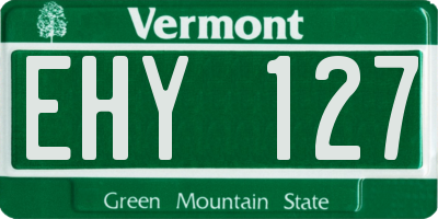 VT license plate EHY127