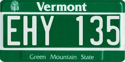VT license plate EHY135