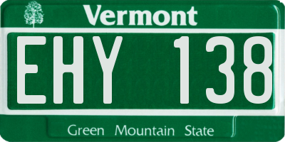 VT license plate EHY138